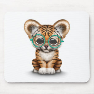 Mousepad Tigre bonito Cub do bebê que veste vidros no