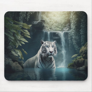 Mousepad "Tigre Branco e Quedas de Água"