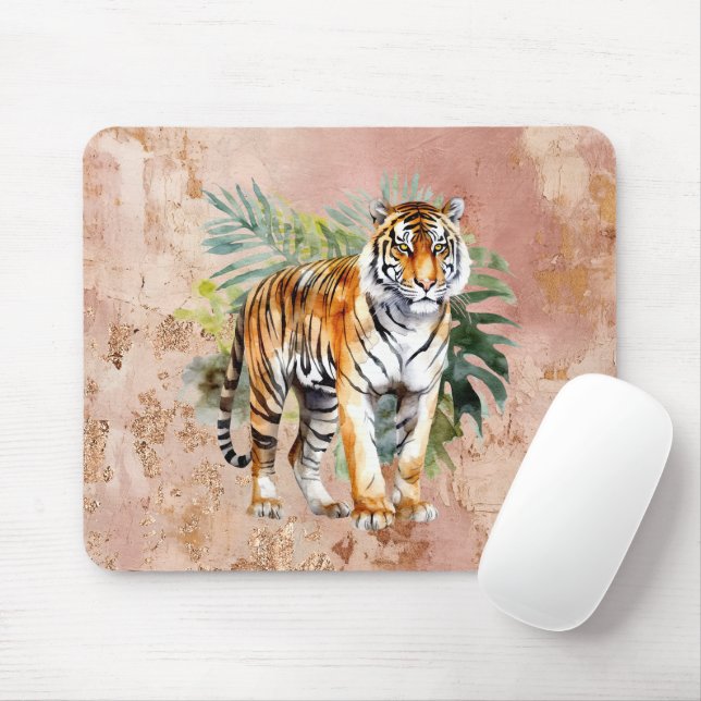 Mousepad Tigre com Folhas (Com mouse)