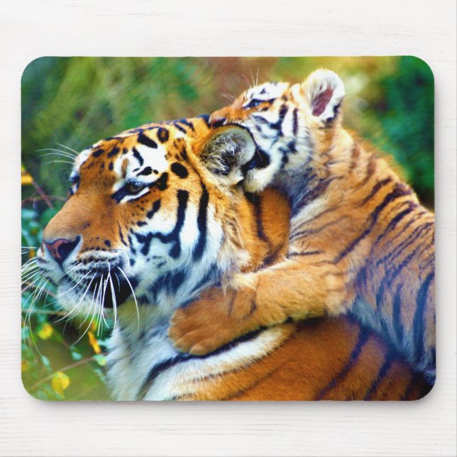 Mousepad Tigre da mãe com bebê escalada de Cub e orelha (Frente)
