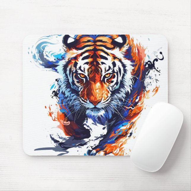 Mousepad Tigre de Aquarela Abstrata (Com mouse)