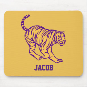 Mousepad Tigre de Gato Selvagem de Stripes Roxas Personaliz