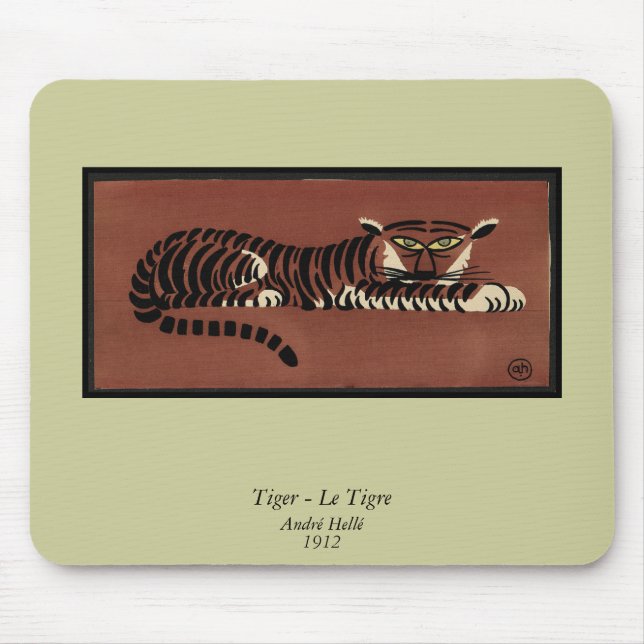 Mousepad Tigre - Ilustração de Livro Colorida Antiquária (Frente)