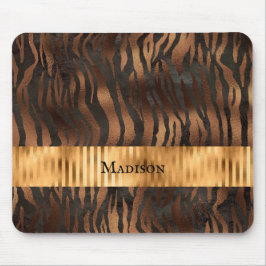 Mousepad Tigre Impressão do Animal Nome Dourado Elegante Me
