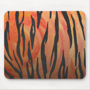 Mousepad Tigre Impressão preto e laranja quente