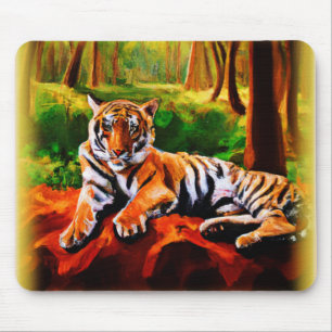 Mousepad "Tigre Majestoso Descansado na Selvagem". Compre a