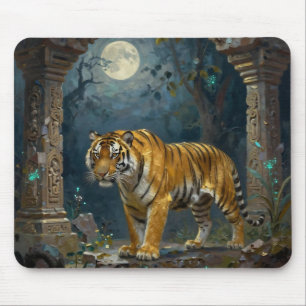 Mousepad Tigre nas Dunas Antigas sob a Lua Cheia