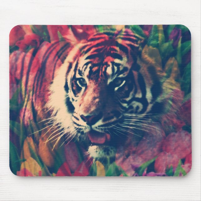 Mousepad Tigre no Campo Floral (Frente)