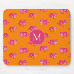 Mousepad Tigre Rosa Quente no Padrão Laranja Laranja Negrit
