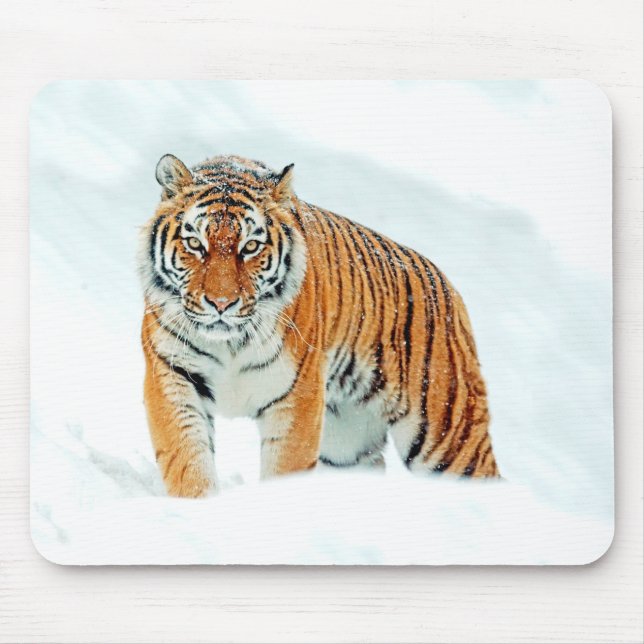 Mousepad Tigre selvagem na neve (Frente)