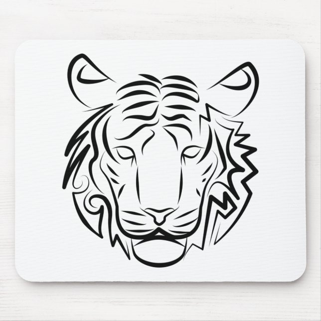 Mousepad Tigre Tribal Negro e Branco (Frente)