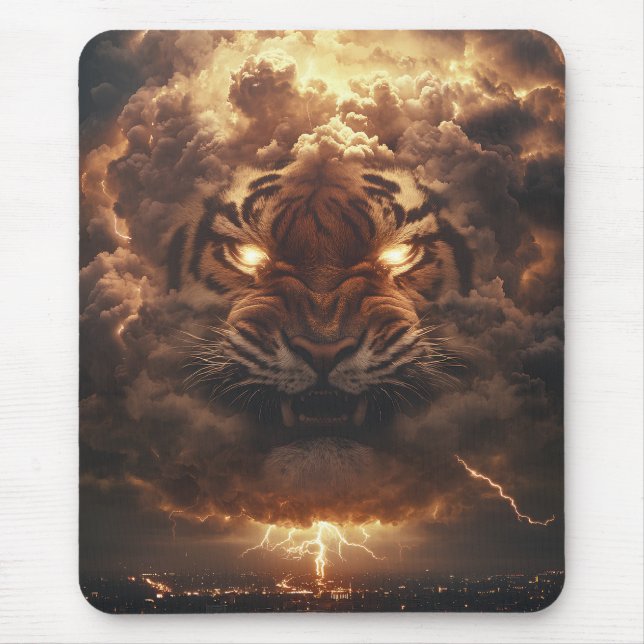 Mousepad Tigre Trovão Erguendo-se da Tempestade (Frente)