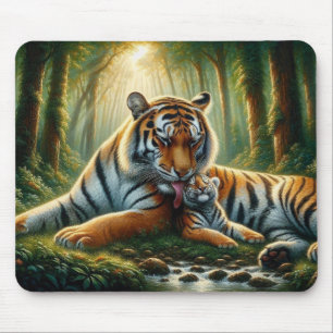 Mousepad Tigres em uma Pintura de Aquarela Lush