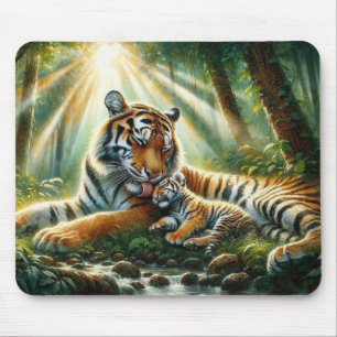 Mousepad Tigres em uma Pintura de Aquarela Lush