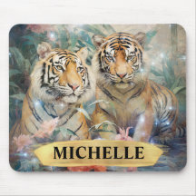Tigres Estrelados Elegantes em Aquarela