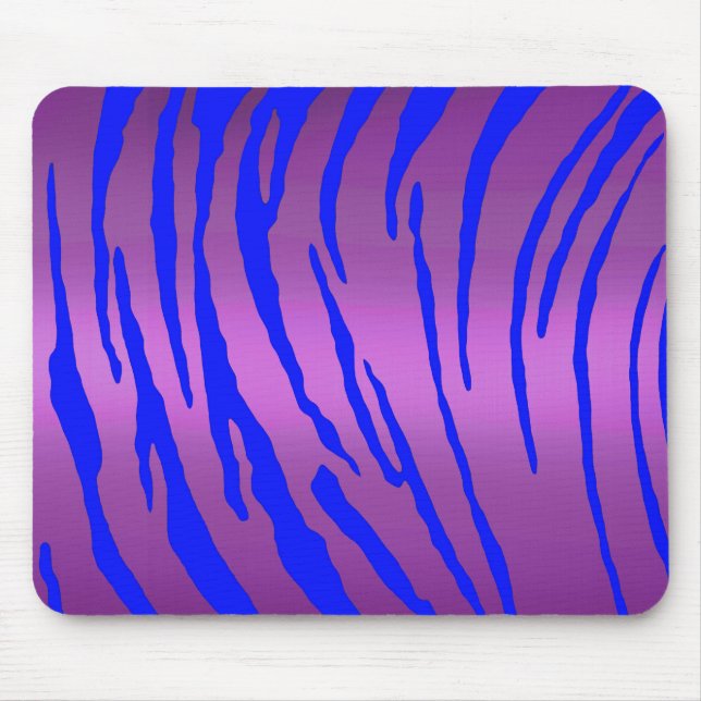 Mousepad Tigres Metálicos Stripes Cor-de-rosa Azul (Frente)