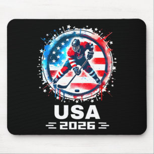 Mousepad Time EUA 2026 Hóquei Bandeira Americana Mulheres H