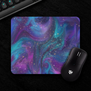 Mousepad Tinta cósmica Nebulosa da Galáxia Roxa Azul Turq