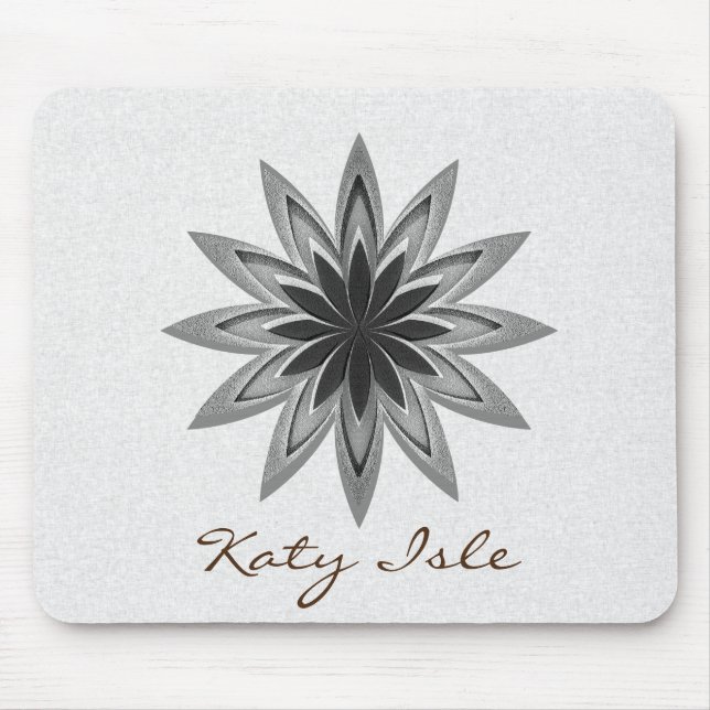 Mousepad Tinta da Flor de Lotus Preta e Branca Personalizar (Frente)
