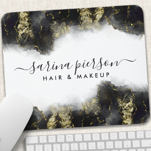 Mousepad Tinta de Aquarela Líquida de Arte Moderna Preta e