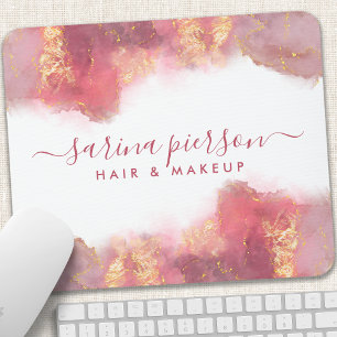 Mousepad Tinta de Aquarela Líquida de Arte Moderna Rosa e D