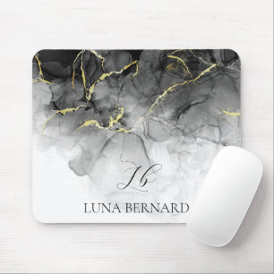 Mousepad Tinta de Aquarela Preta Personalizável