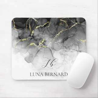 Mousepad Tinta de Aquarela Preta Personalizável
