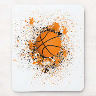 Mousepad Tinta de Grunge de Basquete - Laranja Legal