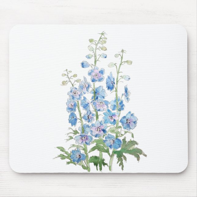 Mousepad tinta delfinium azul roxa e aquarela (Frente)