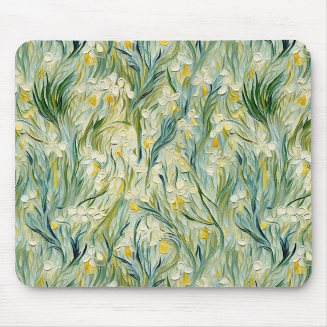 Mousepad Tinta Floral inspirada na Noite Estrelada no estil (Frente)