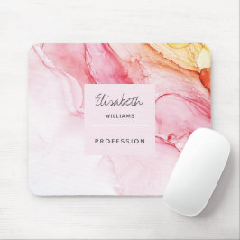 Mousepad Tinta rosa abstrato Personalizada