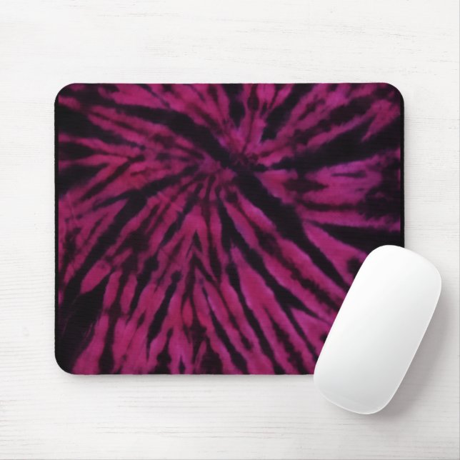 Mousepad Tinta-Roxa Rosa Preto Hippie Padrão Retro Tie-Dye (Com mouse)