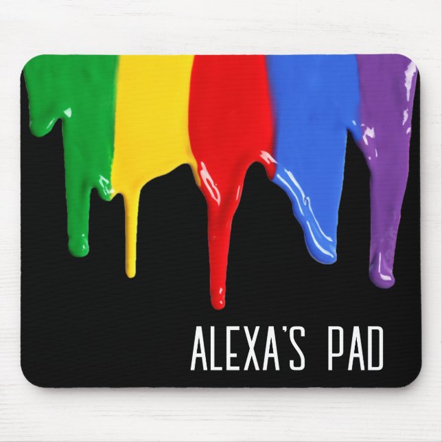 Mousepad Tintas Arco-íris Pingam com Nome Pessoal (Frente)