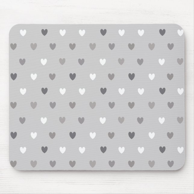 Mousepad Tiny polka coração em tons de cinza (Frente)