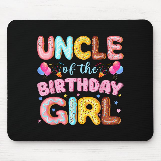 Mousepad Tio da Menina de Aniversário Fã de Donut Festa (Frente)