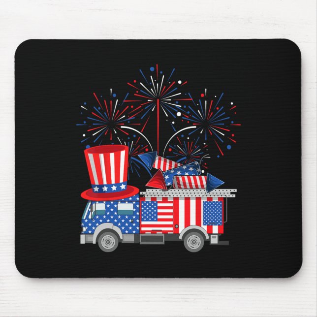 Mousepad Tio Sam Firecaminhão E Fireworks Engraçado, Usa Ba (Frente)