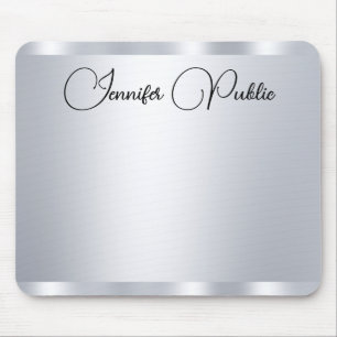 Mousepad Tipgrafia Script Personalizado Silver Metálico