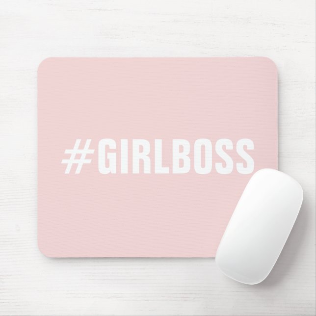 Mousepad Típica de chefe de menina rosa e rosa moderna (Com mouse)