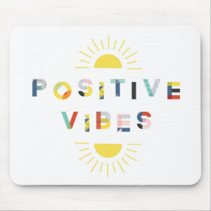 Mousepad Tipografia Colorida Positive Vibes Modern