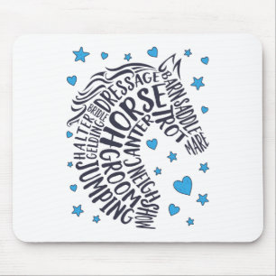 Mousepad Tipografia de cavalos Palavras Raparigas de Arte C
