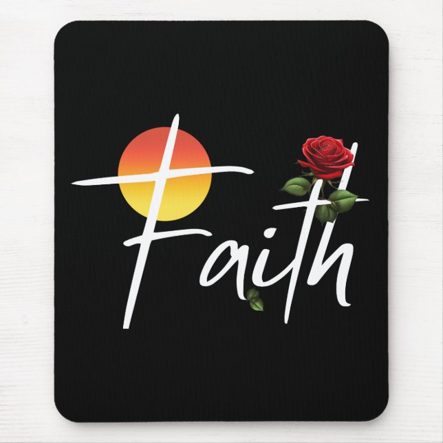 Mousepad Tipografia de Fé com Rosas (Frente)