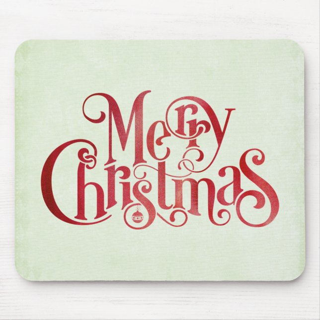 Mousepad Tipografia de Natal Red Merry Fontes Festivas (Frente)