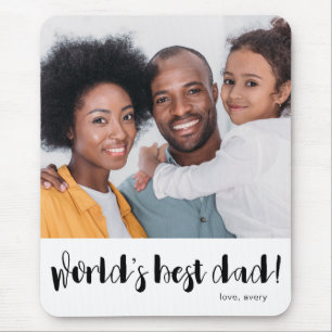 Mousepad Tipografia do melhor Pai do mundo com fotografia e