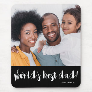 Mousepad Tipografia do melhor Pai do mundo com fotografia e