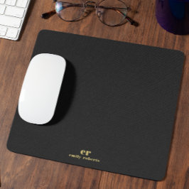 Mousepad Tipografia Dourada Mínima de Linen Preto Monograma
