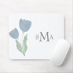 Mousepad Tipografia Floral Simples Monograma por Aquarela