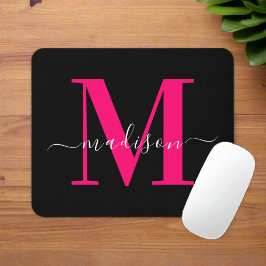 Mousepad Tipografia Inicial de Monograma Rosa Ousado Femini