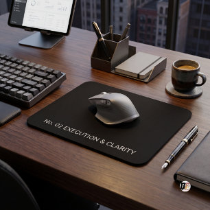 Mousepad Tipografia Minimalista Foco Estratégico Preto
