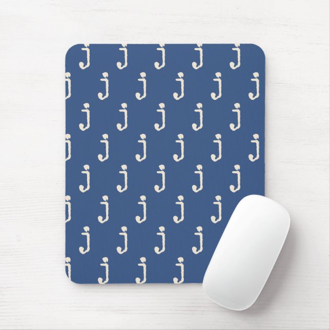 Mousepad Tipografia Moderna de Letra Monograma Azul (Com mouse)
