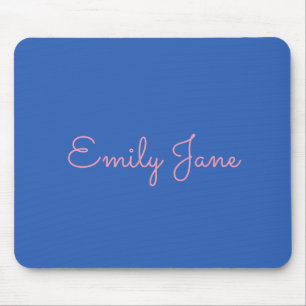Mousepad Tipografia Simples a Rosa e Azul Personalizada